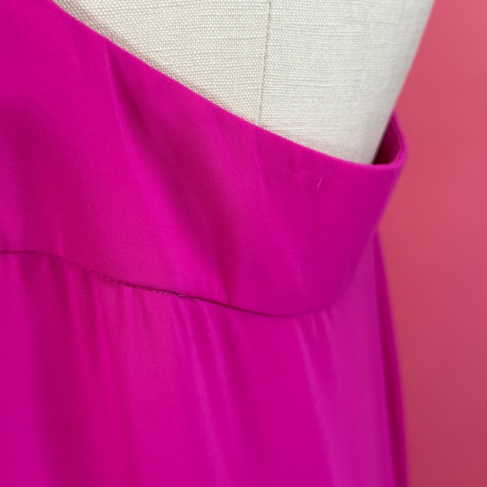 Vintage Kenzo Paris Pleated Flowy Drop Waist Magenta Midi Dress 38 - Picture 11 of 17